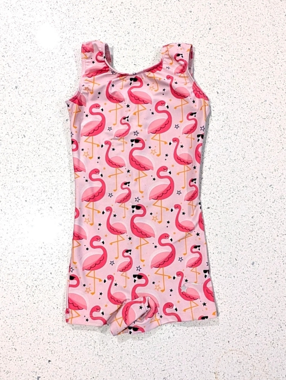 TINY TODDLER Destira Gymnastics Dance Leotard XXS Small 2XS UNITARD Flamingos